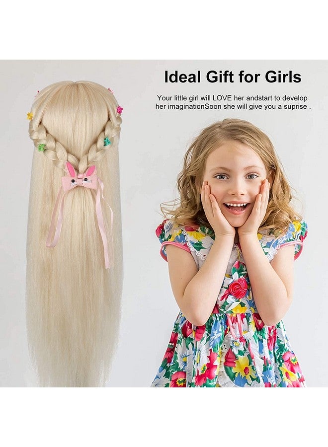 TopDirect Mannequin Head with 80% Real Hair, TopDirect 24" Blonde Hair Styling Hairdressing Cosmetology Mannequin Manikin Training Practice Head with Clamp and Tools - Image 5