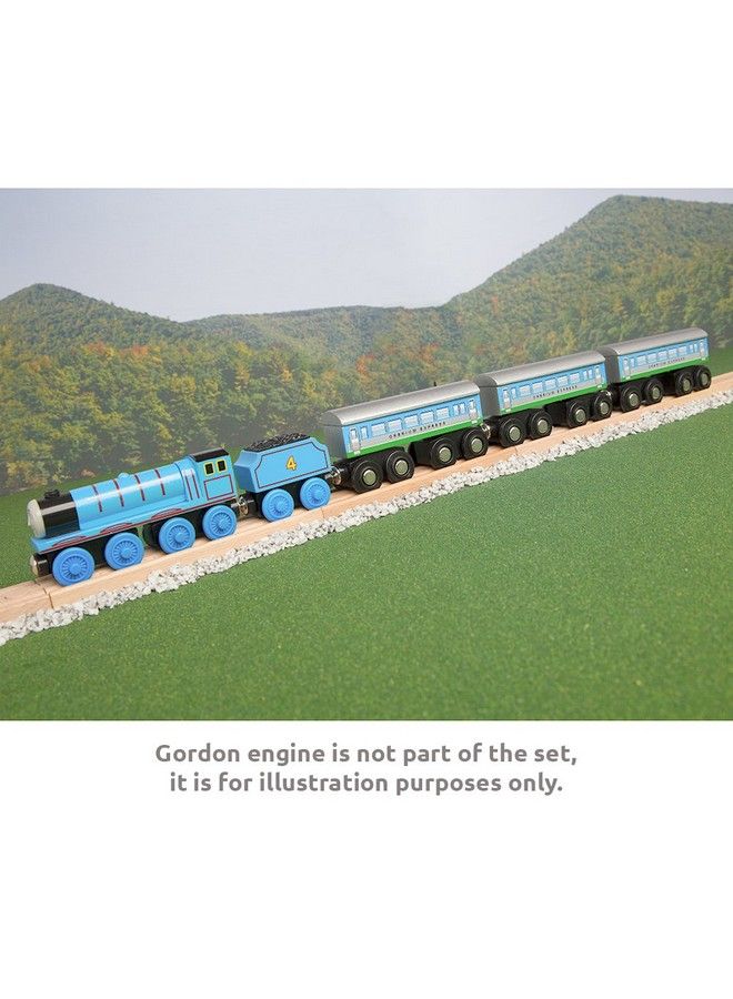 Orbrium Toys 3 Pcs Large Wooden Railway Express Coach Cars, Fits Thomas The Tank Engine, Brio, Chuggington Wooden Train  - Image 3