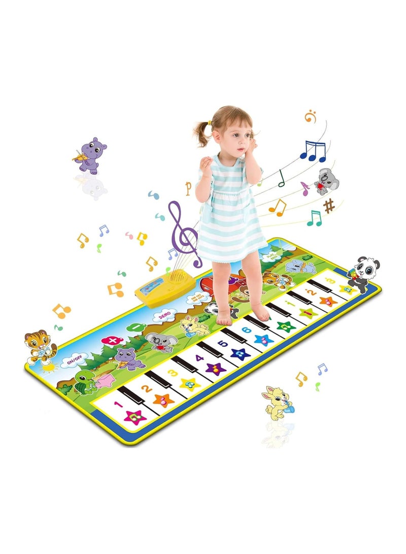 VIUAUAX سجادة رقص موسيقى البيانو، سجادة موسيقية للأطفال، سجادة بيانو للأطفال الصغار مع 8 أصوات حيوانات بطانية لعب باللمس ألعاب هدية للأطفال بعمر 2 3 4 4 5 6 سنوات الأولاد والبنات - Image 1