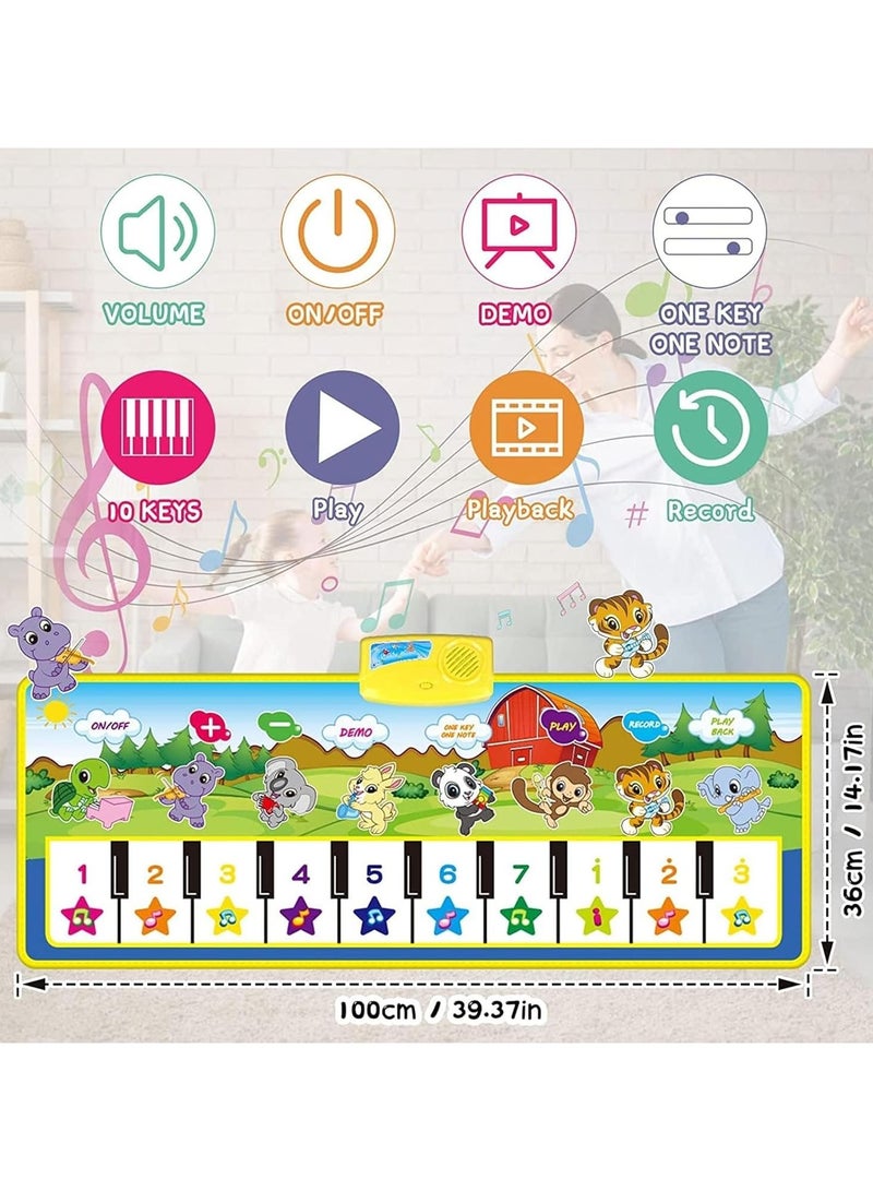 VIUAUAX سجادة رقص موسيقى البيانو، سجادة موسيقية للأطفال، سجادة بيانو للأطفال الصغار مع 8 أصوات حيوانات بطانية لعب باللمس ألعاب هدية للأطفال بعمر 2 3 4 4 5 6 سنوات الأولاد والبنات - Image 4