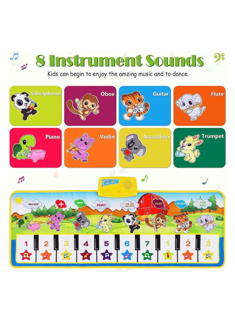 VIUAUAX سجادة رقص موسيقى البيانو، سجادة موسيقية للأطفال، سجادة بيانو للأطفال الصغار مع 8 أصوات حيوانات بطانية لعب باللمس ألعاب هدية للأطفال بعمر 2 3 4 4 5 6 سنوات الأولاد والبنات - Image 3