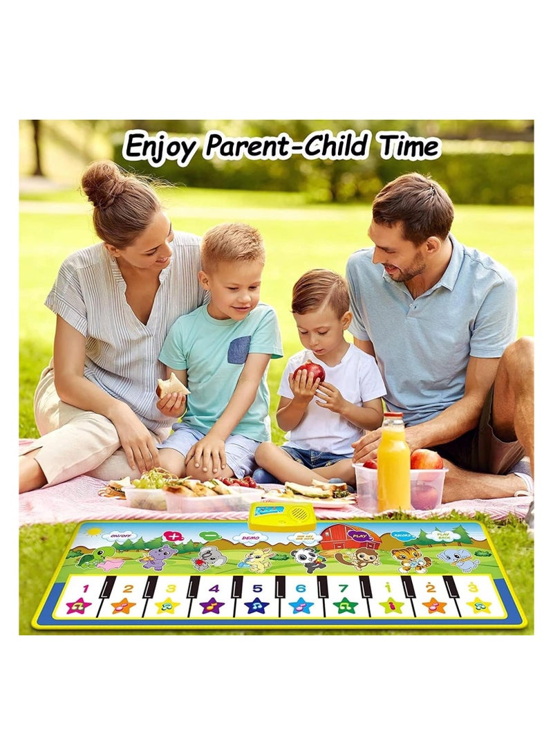 VIUAUAX سجادة رقص موسيقى البيانو، سجادة موسيقية للأطفال، سجادة بيانو للأطفال الصغار مع 8 أصوات حيوانات بطانية لعب باللمس ألعاب هدية للأطفال بعمر 2 3 4 4 5 6 سنوات الأولاد والبنات - Image 5