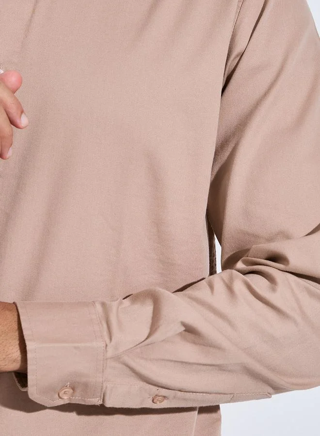 Styli  Beige Solid long Sleeves Shirt for Men | Best Price UAE