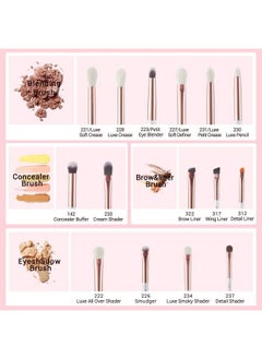 Jessup Eye Makeup Brush Set Professional 15Pcs White/Rose Gold Premium Naturalsynthetic Eye Shadow Blending Concealer Eye & Brow Liner Brushes T217  - Image 3