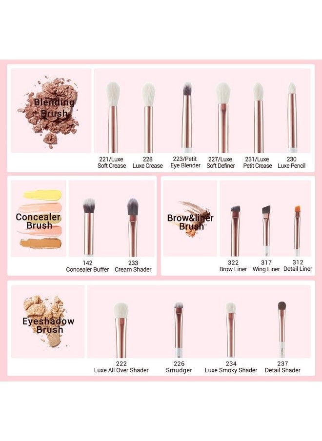 Jessup Eye Makeup Brush Set Professional 15Pcs White/Rose Gold Premium Naturalsynthetic Eye Shadow Blending Concealer Eye & Brow Liner Brushes T217  - Image 3