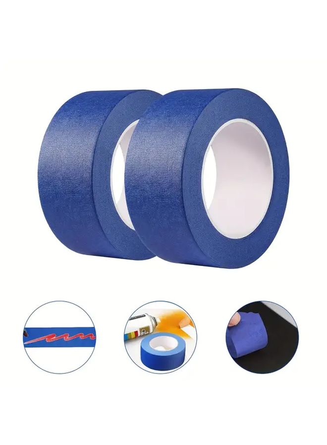 2 لفات من شريط الطلاء الأزرق 2 بوصة × 55 ياردة شريط تمويه متين للطلاء DIY - Image 1