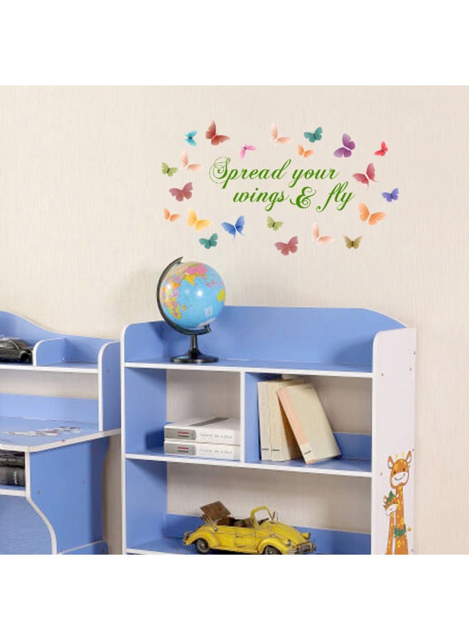 نيبمينينت ملصق جداري للزينة بطبعة عبارة "Spread Your Wings And Fly" وردي/أخضر/أبيض 50x70سم - Image 2