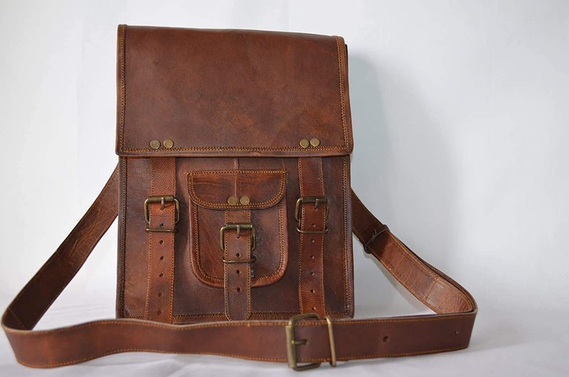 Komal's Passion Leather Leather crossbody bag messenger satchel tablet bag 11 inches for men and women by KPL (Brown)  - Image 5