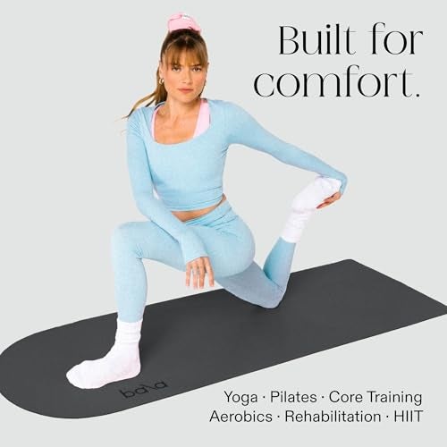 Bala Yoga Mat for Home Gym, 8mm (Charcoal) - Non Slip Exercise Mat for Home Workout, Stretching, Pilates, Aerobics & Floor & Fitness Work Out - Indoor Exercising Mat - Image 4