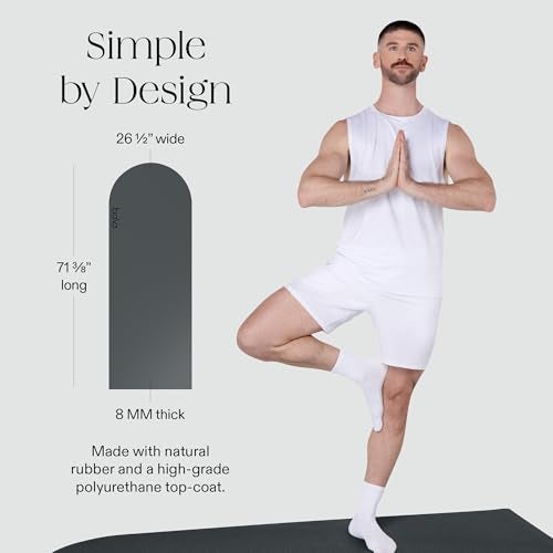Bala Yoga Mat for Home Gym, 8mm (Charcoal) - Non Slip Exercise Mat for Home Workout, Stretching, Pilates, Aerobics & Floor & Fitness Work Out - Indoor Exercising Mat - Image 5