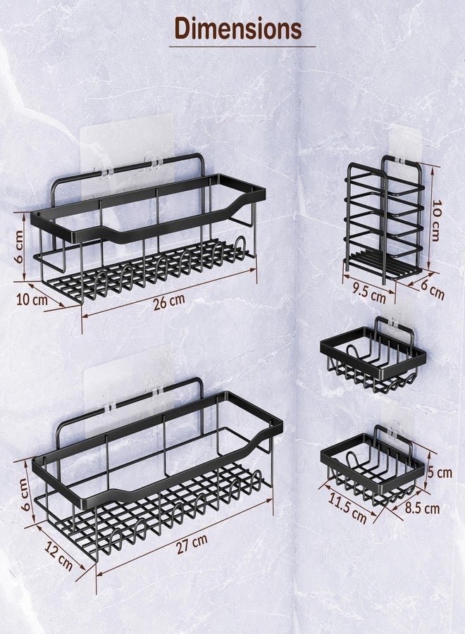 RUBOXA Self Adhesive Bathroom Shelf/GI Steel Tumbler Holder/Soap Stand for Kitchen/Bathroom Accessories - Combo (Black) - Image 3