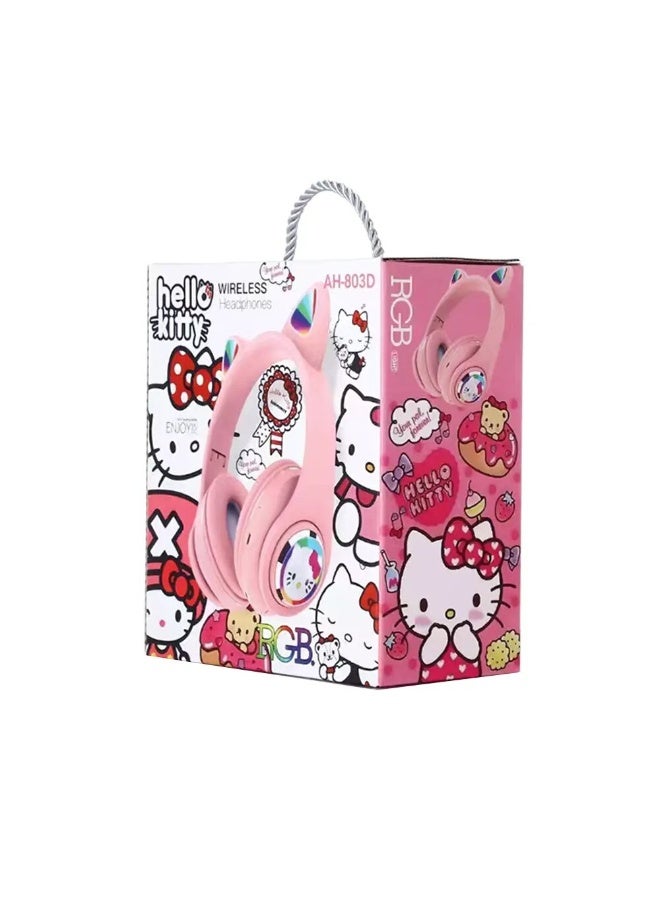Hello Kitty AH-803D Wireless Bluetooth 5.3 Headphones with LED Lights and Microphone for Kids - Pink - Image 4