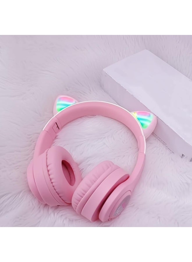 Hello Kitty AH-803D Wireless Bluetooth 5.3 Headphones with LED Lights and Microphone for Kids - Pink - Image 3