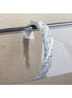 A wisp of gentle blue hair band sweet fresh high cranial top pressure hair band versatile knitted wide-brimmed plush hair accessories 24131A gold blue and white pattern