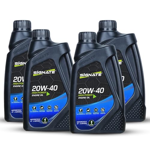 Signate 20W40 Engine Oil for Bikes 1L, 4 Stroke Engine Oil for Motor Cycle, Maximum Gear Protection & Efficient Performance Bike Oil (Pack of 4) - Image 1