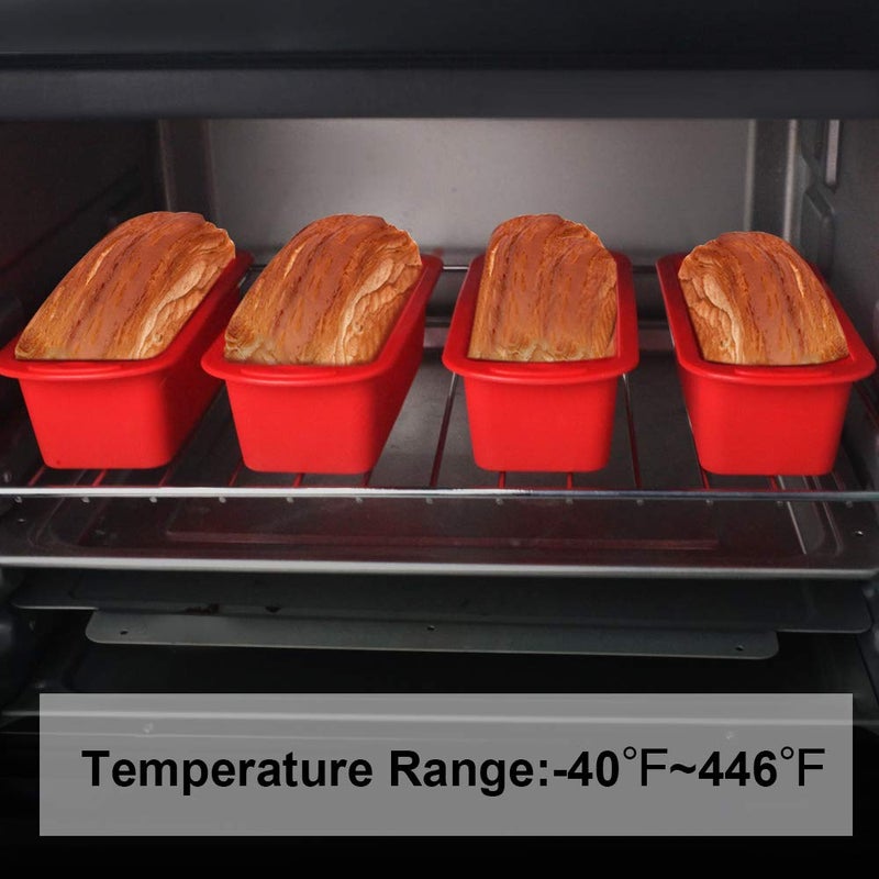 Silivo 4 Pack Mini Loaf Pans - Nonstick Mini Bread Loaf Pans  Silicone Mini Loaf Baking Pans For Small Loaf  Bread And Meatloaf - 5.7X2.5X2.2 Inch - Image 3