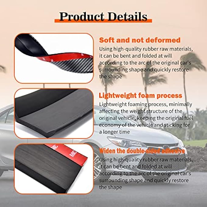 Samurai Pack-1 2.5M/8.2FT Car Carbon Fiber Front Lip, Front Bumper Lip, Carbon Lip, Side Skirt, Front Lip Spoiler Waterproof Protection, Universal Auto Parts (Carbon Fiber White) - Image 4