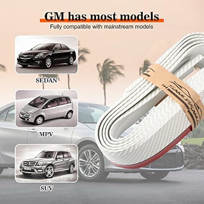 Samurai Pack-1 2.5M/8.2FT Car Carbon Fiber Front Lip, Front Bumper Lip, Carbon Lip, Side Skirt, Front Lip Spoiler Waterproof Protection, Universal Auto Parts (Carbon Fiber White) - Image 3