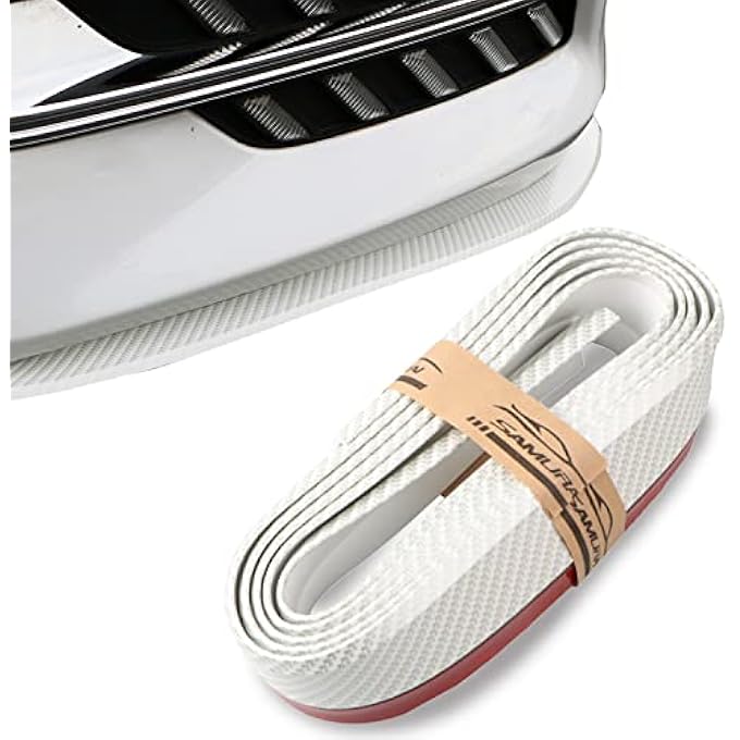 Samurai Pack-1 2.5M/8.2FT Car Carbon Fiber Front Lip, Front Bumper Lip, Carbon Lip, Side Skirt, Front Lip Spoiler Waterproof Protection, Universal Auto Parts (Carbon Fiber White) - Image 1
