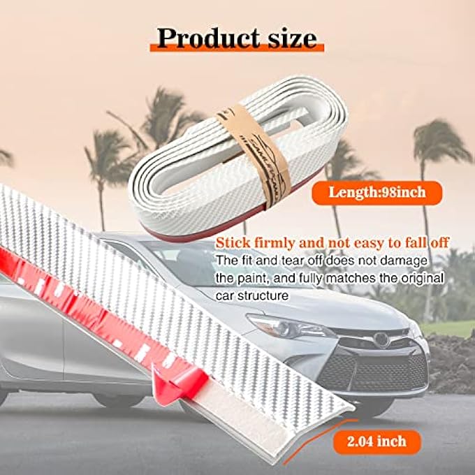 Samurai Pack-1 2.5M/8.2FT Car Carbon Fiber Front Lip, Front Bumper Lip, Carbon Lip, Side Skirt, Front Lip Spoiler Waterproof Protection, Universal Auto Parts (Carbon Fiber White) - Image 2