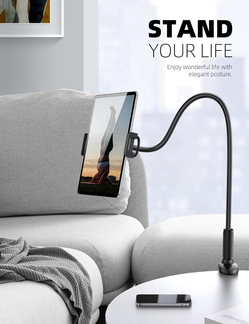 Lamicall Gooseneck Tablet Mount Holder for Bed - Flexible Tablet Arm Clamp for Bed Compatible with Pad Mini 7.9, Air 9.7, Pro 10.5, Kindle, Switch, Galaxy Tabs, More 4.7-11" Device - Black - Image 4