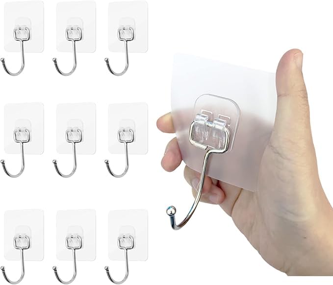 Wishbone Hook Hanger TRANSPERANT Large Adhesive Hooks for Hanging Heavy Transparent Extra Strong Hooks Waterproof Towel HooksWall Hooks SelfAdhesive for Kitchen Bathroom 10PCS - Image 1