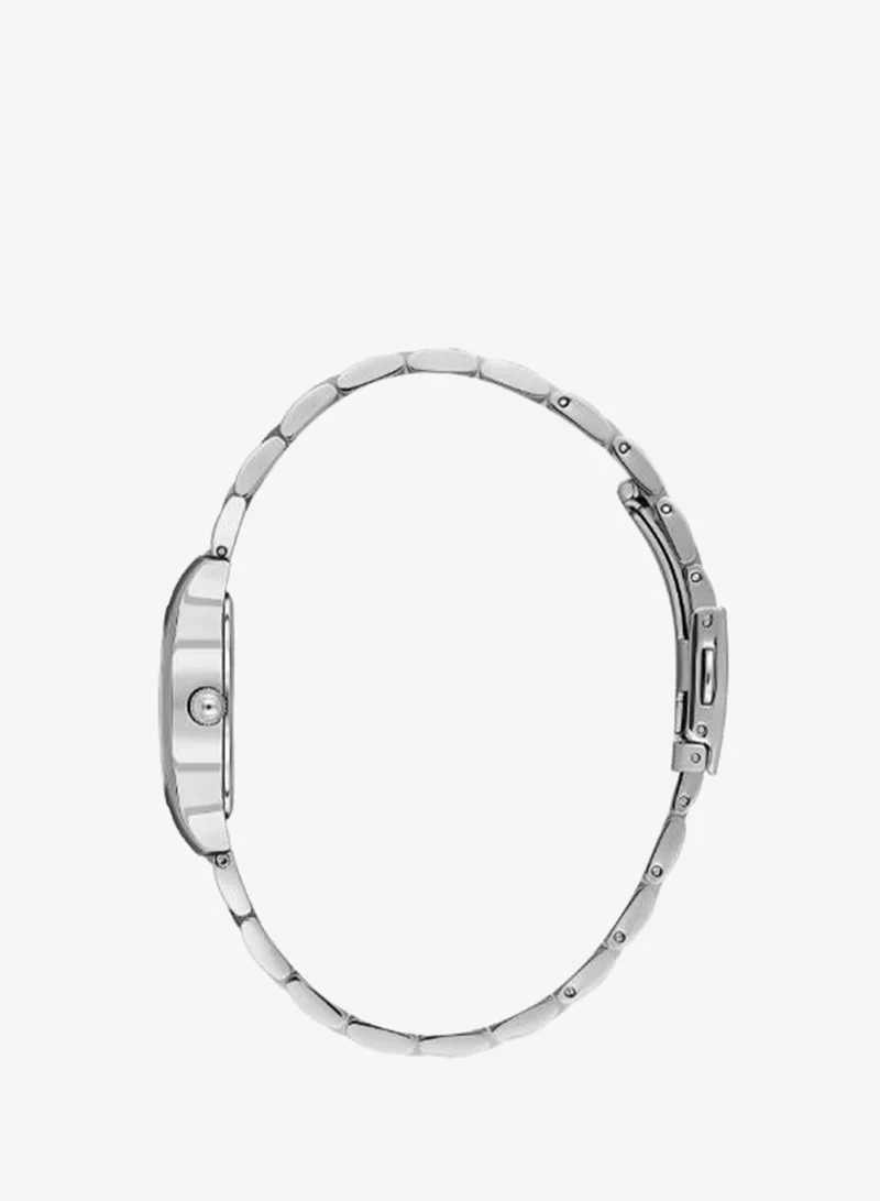 DANIEL KLEIN Women's Stainless Steel Silver Alloy Case Analog Silver Barrel Sunray Dial Japanese Quartz Premium 50 Meters Water Resistant