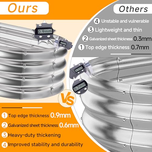 GTSABWAY Galvanized Raised Garden Bed Outdoor4209 ft Oval Garden Bed for GardeningVegetablesFlowersSturdy Metal Planter BoxDurable and Easy to InstallSilver - Image 3