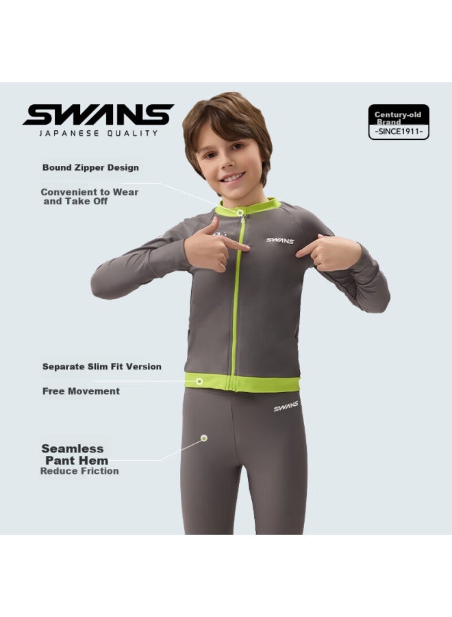 Speed Vision Swnas Children's Swimwear For Boys, Two-piece Swimsuit For Older Kids, Quick-dry Professional Training Swimwear For Hot Springs, Gray, Size 160 - Image 5