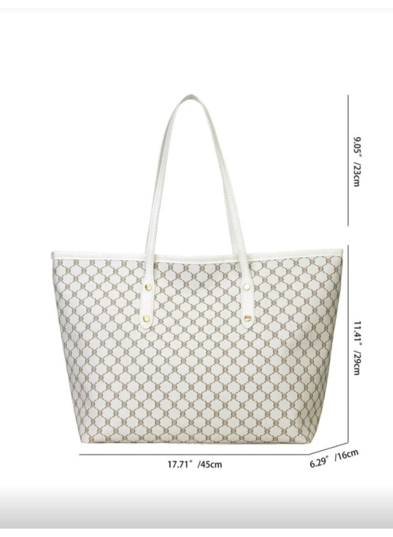 Shein All Over Print Shoulder Tote Bag, Mother's Day Gift For Mom Retro Letter Print Tote Bag Large Capacity Shoulder Bag Perfect Underarm Bag For Commuting, New In Fall/Winter Large Capacity Shoulder Tote Bag - Image 5