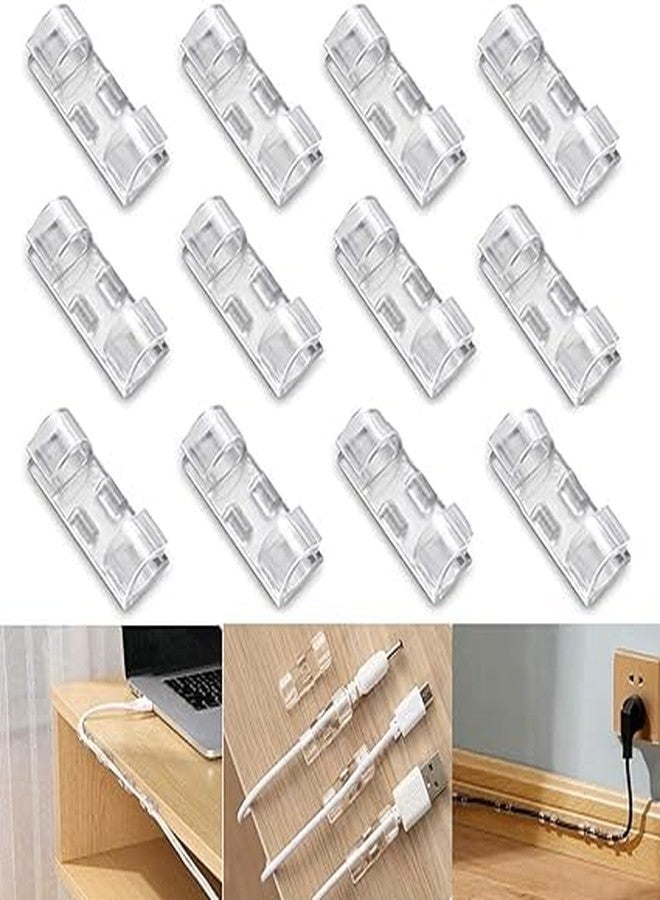 KACHKIT 30Pcs Self Adhesive Cable Management Clips, Cable Organizers Sticky Wire Clips Cord Holder for TV PC Laptop Ethernet Cable Desktop Home Office(Transparent ; Pcs-30). - Image 1