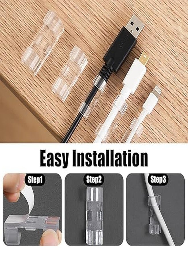 KACHKIT 30Pcs Self Adhesive Cable Management Clips, Cable Organizers Sticky Wire Clips Cord Holder for TV PC Laptop Ethernet Cable Desktop Home Office(Transparent ; Pcs-30). - Image 5