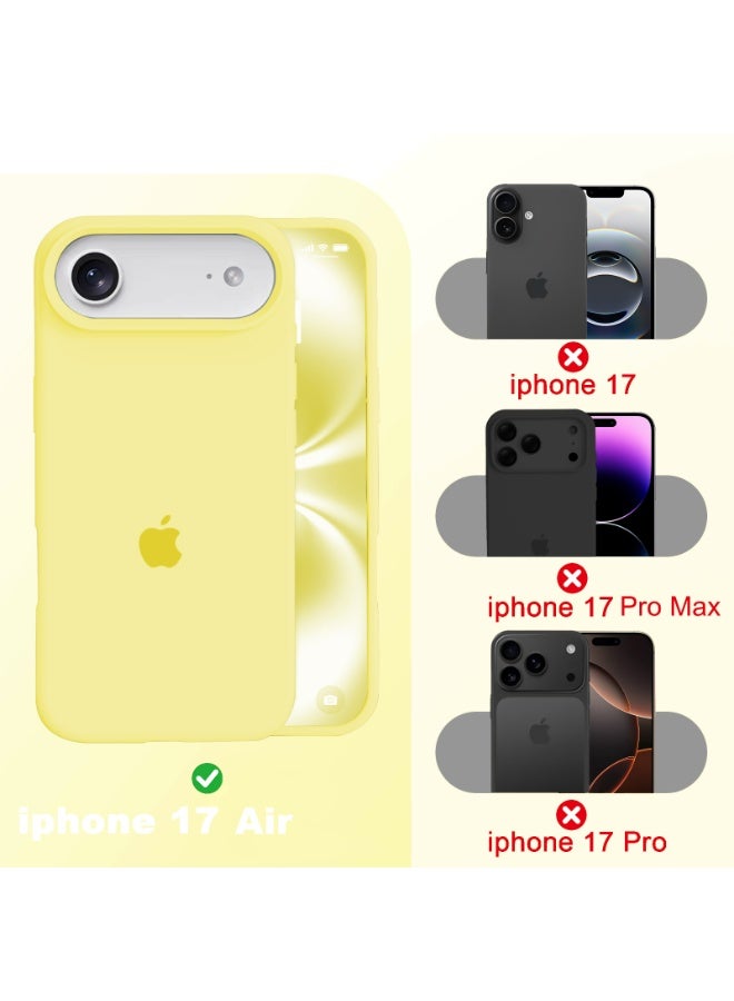 أوللاي حافظة واقية لهاتف iPhone 17 Air، مصنوعة من مادة السيليكون، مقاومة للصدمات مع حماية عدسة الكاميرا وتغطية زر التحكم، غطاء واقي للهاتف المحمول مضاد للصدمات، متوافق مع ملحقات MagSafe، لون أصفر - Image 2
