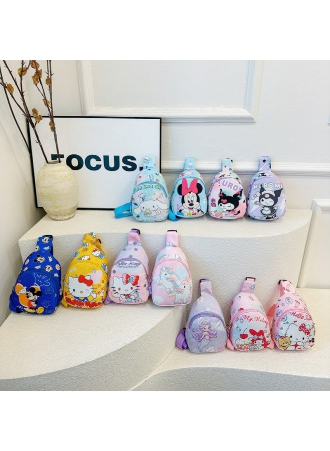 2024 حقيبة أطفال كورية للربيع والصيف حقيبة صدر كرتونية للبنين والبنات خفيفة الوزن أنيقة للسفر حقيبة ظهر كروس-اللون: حورية البحر الأرجواني - Image 2