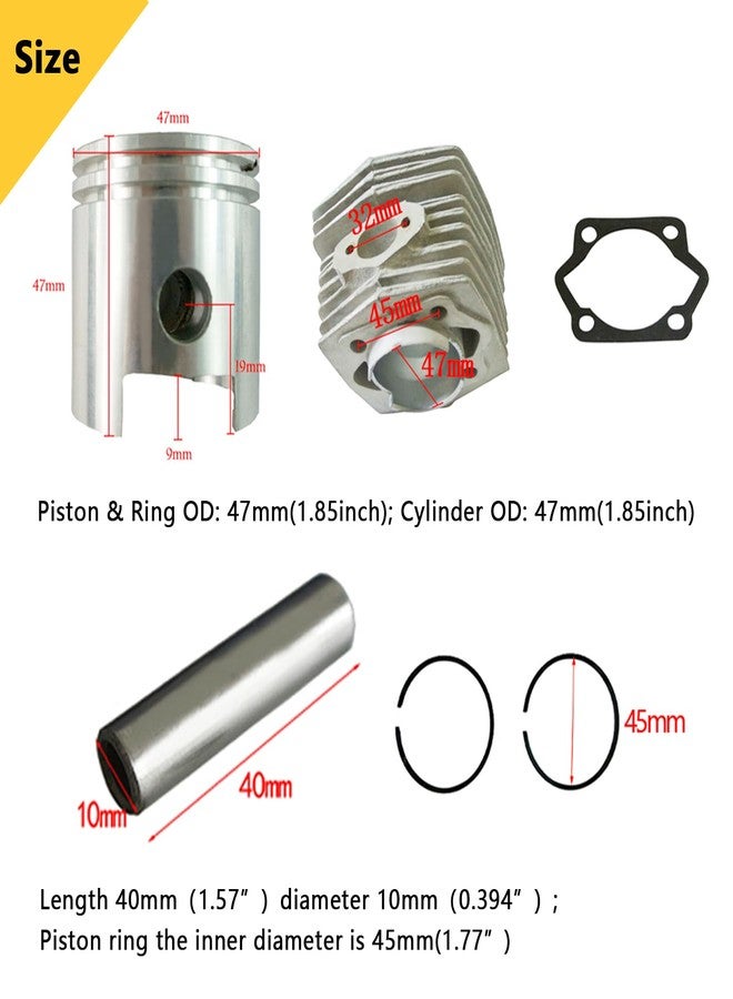 COEFEPIY 47mm Cylinder Head Piston Kit for 66cc 80cc 2 Stroke Engine Motorized Bicycle Bike Motor - Image 2