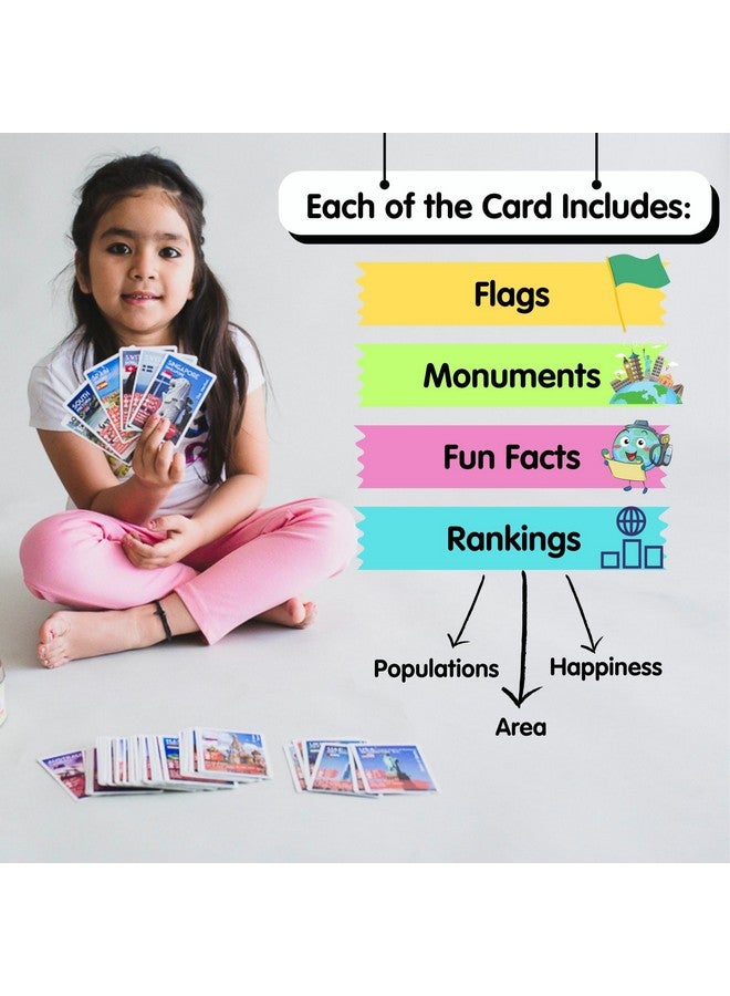 COCOMOCO KIDS CocoMoco Kids Birthday Return Gifts for Kids Bulk Pack of 3 Pcs Country Trump Cards Game Gifts Under 300 for Boys Girls Age 6-8 yrs 8-12 Years, Learn Flags, Geography Map Educational Learning Toys - Image 3