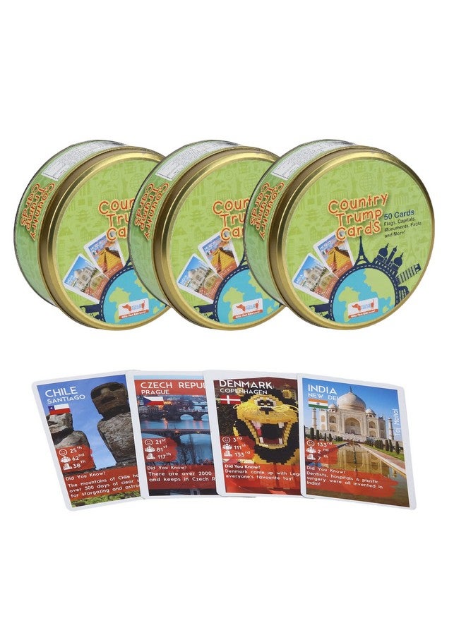 COCOMOCO KIDS CocoMoco Kids Birthday Return Gifts for Kids Bulk Pack of 3 Pcs Country Trump Cards Game Gifts Under 300 for Boys Girls Age 6-8 yrs 8-12 Years, Learn Flags, Geography Map Educational Learning Toys - Image 1