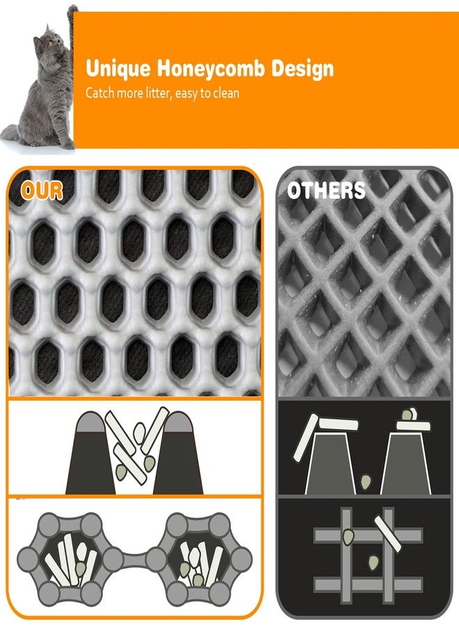 blissstorm Waterproof Cat Litter Mat, Double Layer EVA, Odor-Free Large Grid, Urine Proof, Easy Cleanup (Gray, 16 x 20) - Image 5