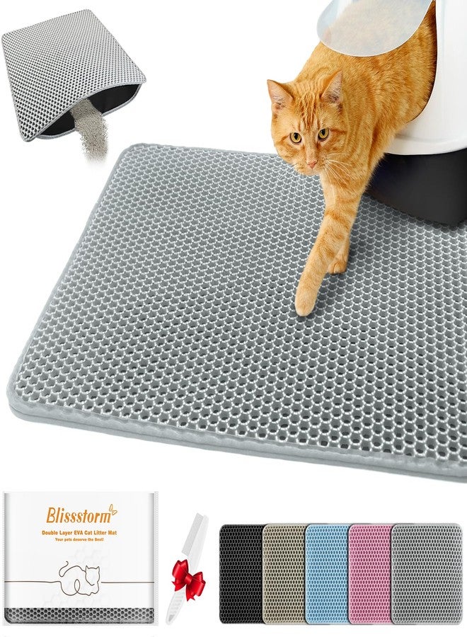 blissstorm Waterproof Cat Litter Mat, Double Layer EVA, Odor-Free Large Grid, Urine Proof, Easy Cleanup (Gray, 16 x 20) - Image 1
