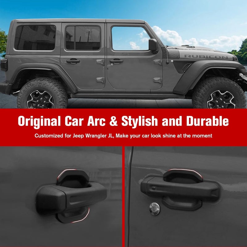 LitMiRaCle Car Door Bowl Scratch Protector for Jeep Wrangler JL, Exterior Door Handle Bowl Cover Protection Trim Accessories Compatible with Jeep Wrangler JL JLU 2018-2023 4 Doors, ABS Plastic, 5PCS Easy assemble - Image 3