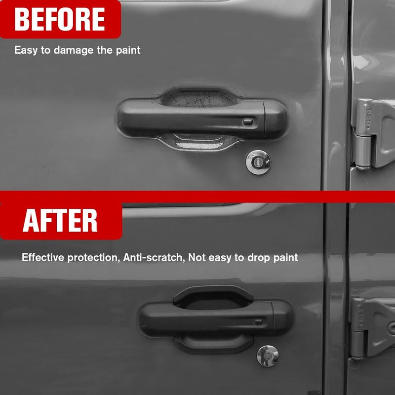 LitMiRaCle Car Door Bowl Scratch Protector for Jeep Wrangler JL, Exterior Door Handle Bowl Cover Protection Trim Accessories Compatible with Jeep Wrangler JL JLU 2018-2023 4 Doors, ABS Plastic, 5PCS Easy assemble - Image 2