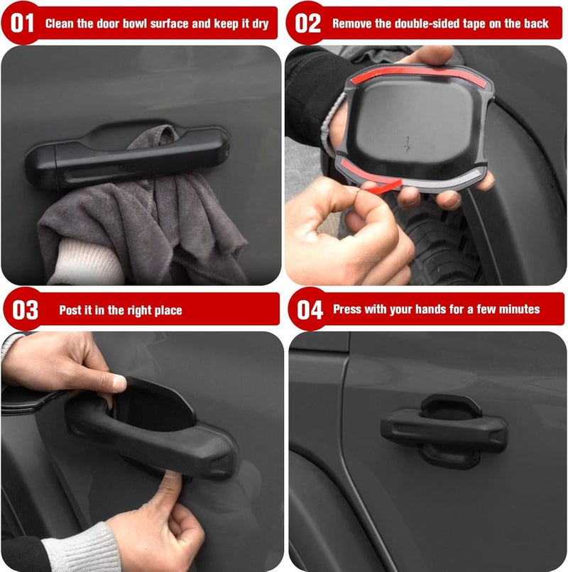 LitMiRaCle Car Door Bowl Scratch Protector for Jeep Wrangler JL, Exterior Door Handle Bowl Cover Protection Trim Accessories Compatible with Jeep Wrangler JL JLU 2018-2023 4 Doors, ABS Plastic, 5PCS Easy assemble - Image 5