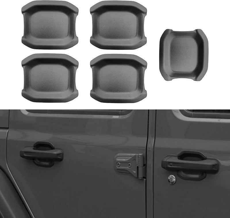 LitMiRaCle Car Door Bowl Scratch Protector for Jeep Wrangler JL, Exterior Door Handle Bowl Cover Protection Trim Accessories Compatible with Jeep Wrangler JL JLU 2018-2023 4 Doors, ABS Plastic, 5PCS Easy assemble - Image 1