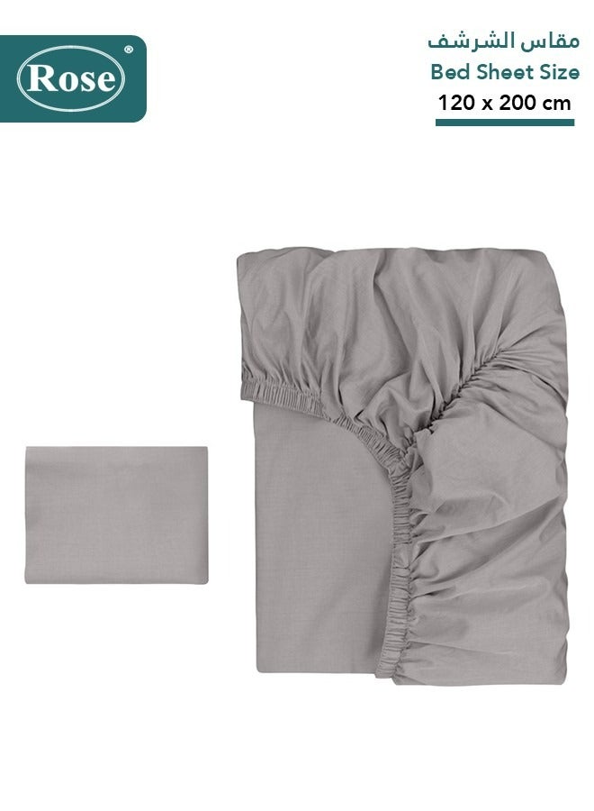 Rose Luxurious Plain Fitted Sheet with Deep Pockets and Pillow Case, Bed Sheet 2-Pieces Set, Soft & Cozy Microfiber Breathable and Cooling, Extra Twin Size 120x200 cm, Light Grey - Image 2