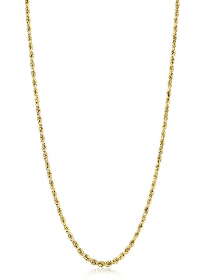 كول جوليري قلادة سلسلة حبلية من الذهب الأصفر عيار 14 قيراطًا من Kooljewelry للرجال والنساء (2.1 مم، 3.2 مم، 4.2 مم أو 6 مم)، طولها 18 بوصة، مطلية بالذهب الأصفر عيار 14 قيراطًا، بدون أحجار كريمة - Image 1