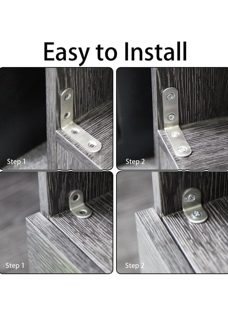 GOMETY Wood Right Angle 20PCS Brace for Shelves Zinc Plated Steel Corner 90 Degree L Shaped Brackets for Furniture Fixation, Silver - Image 4