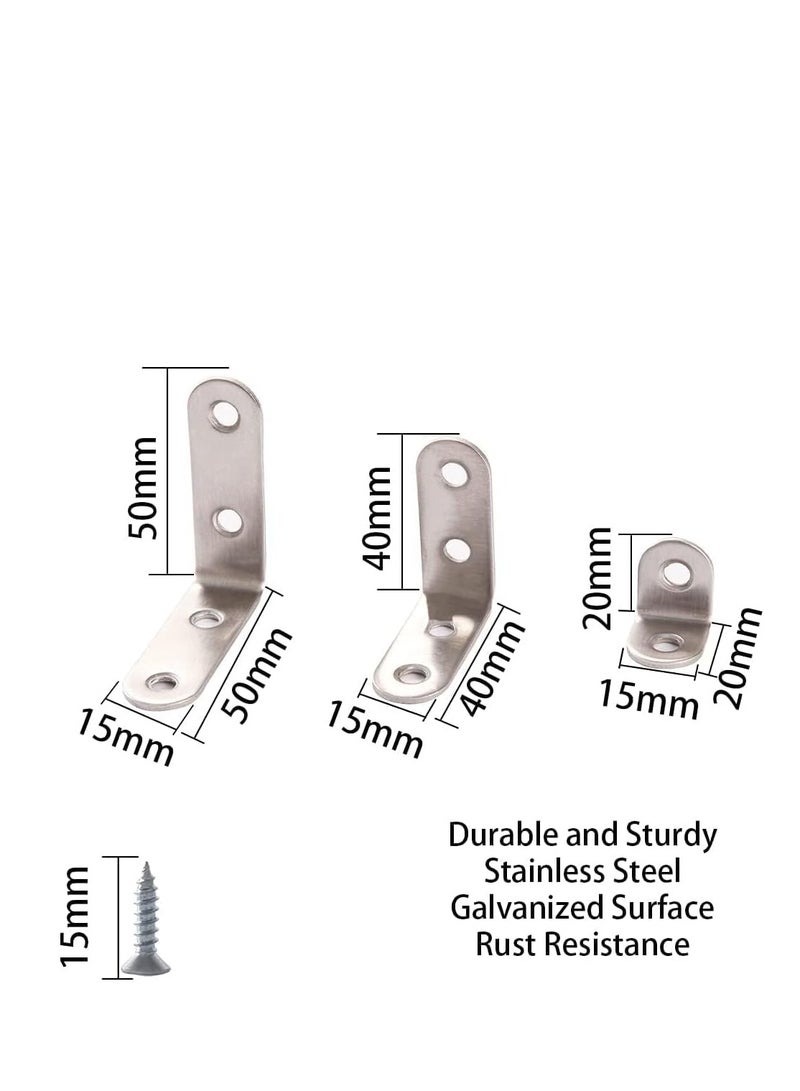 GOMETY Wood Right Angle 20PCS Brace for Shelves Zinc Plated Steel Corner 90 Degree L Shaped Brackets for Furniture Fixation, Silver - Image 2