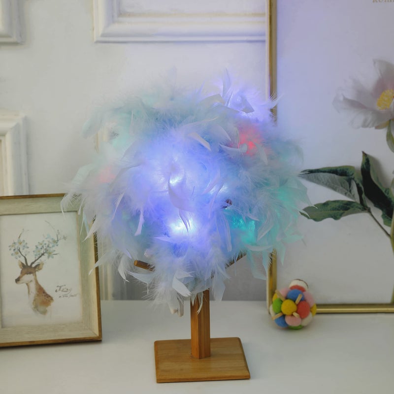 Larryhot Long Blue Feather Boa - 2Yards 75g Colorful 20 LED Lights Boas for Party,Wedding,Halloween Costume,Christmas Tree and Home Decoration (Light Blue) - Image 5