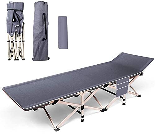 RELEMTRA Folding Beds Lunch Bed Pad Single Pearl Indoor Office Patio Outdoor Office Sleep Bed Deck Chairs Adjustable Backrest Single Folding Beds Color Grey Size 190X72X36CM