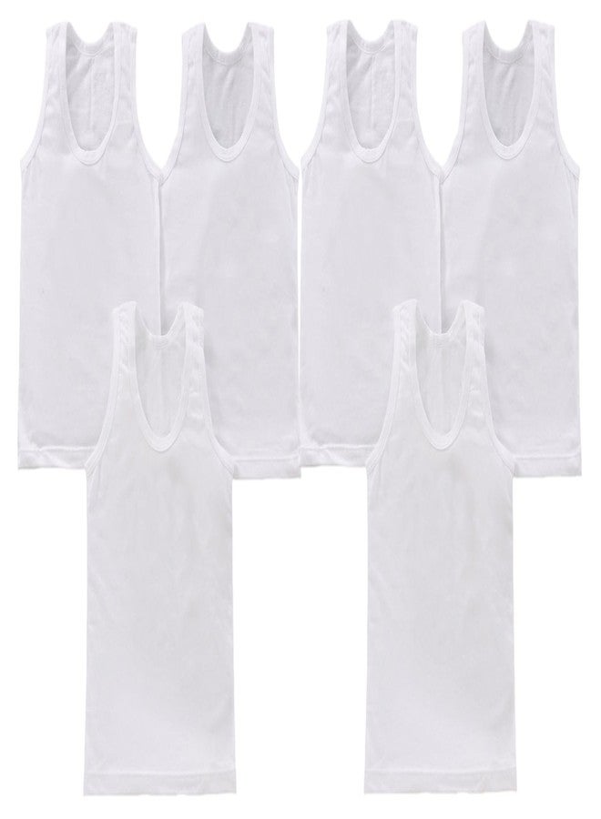 BENAVJI بانيان داخلي قطن عادي بدون أكمام للأطفال حديثي الولادة للجنسين لون أبيض 0-3 أشهر حزمة من 6 - Image 1